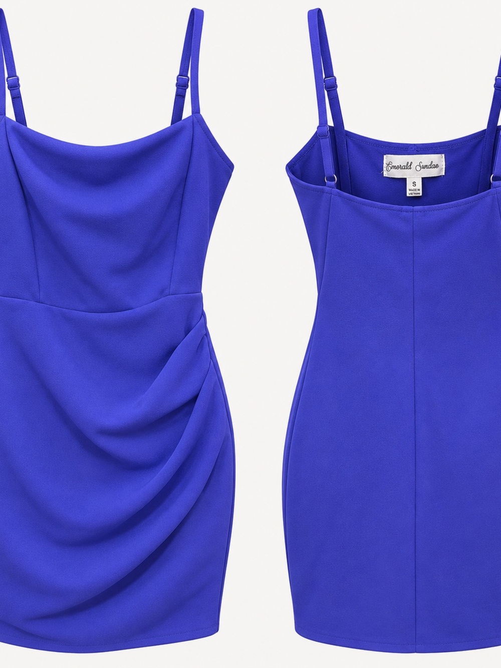 Emerald Sundae Cobalt Blue Ruched Mini Dress